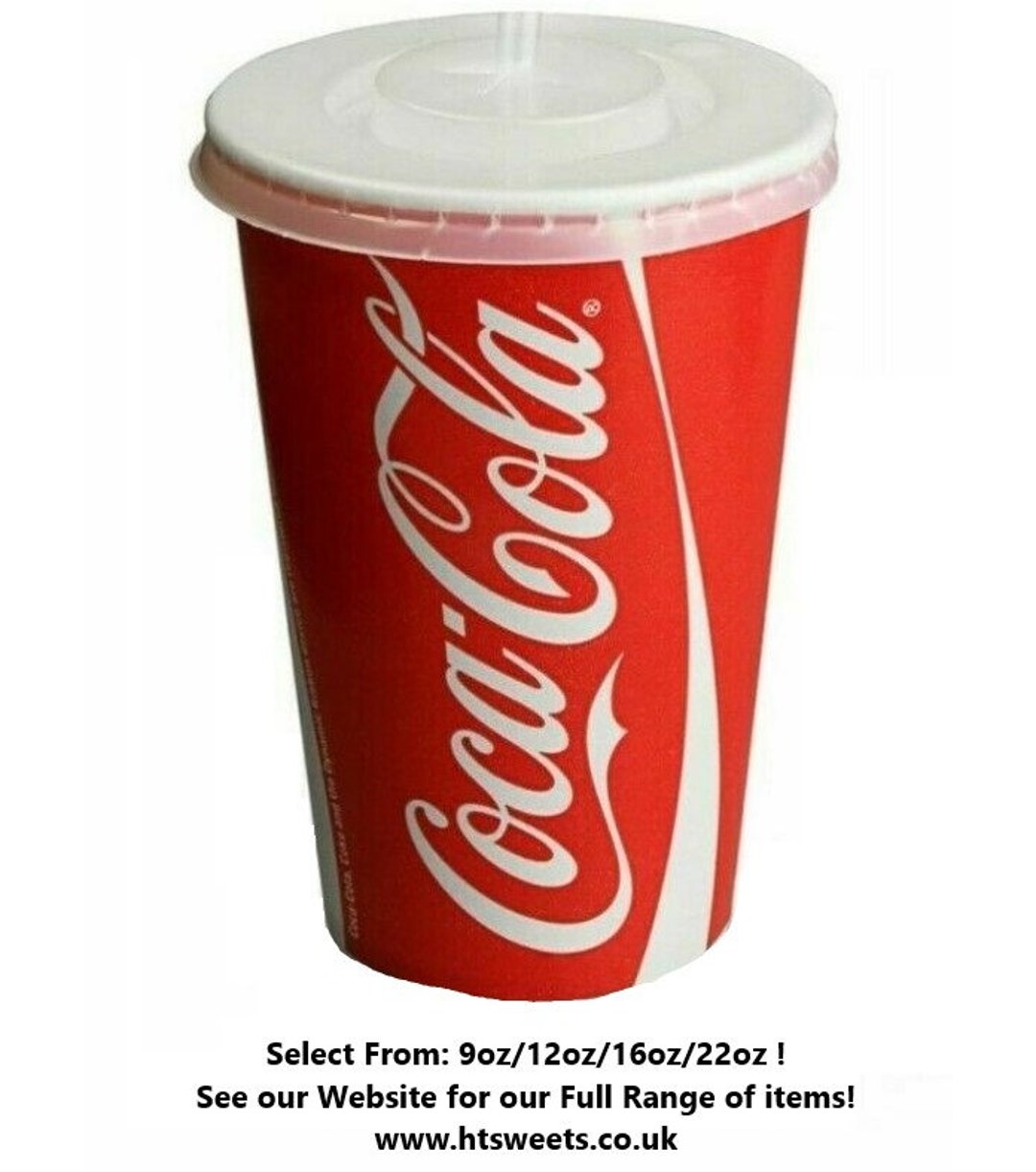 Disposable Large Paper Cup with Lids Straws Printed Refresh - For  Milkshakes Cold Drinks 22 oz