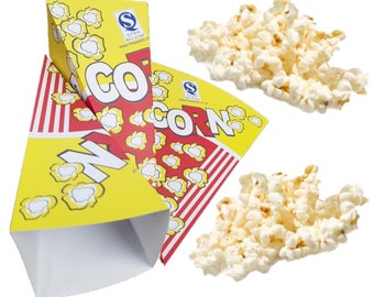 100 x Strong Paper Popcorn Box Bucket Cone Bags Party Cones Cinema Movie Film Night Bag Sleepover Funfair Birthday Disposable Popcorn Holder