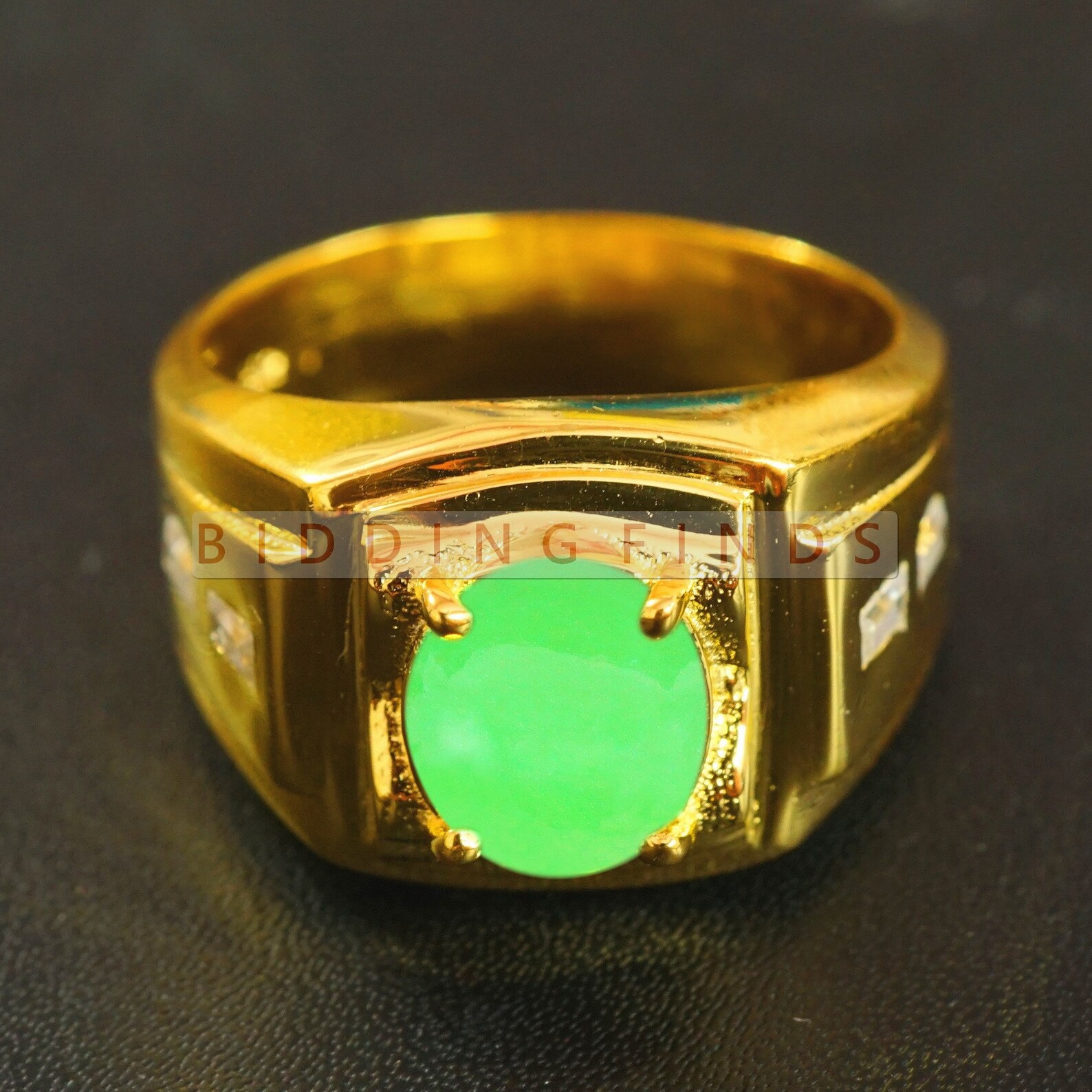 Real Green Jade Ring for Men Sterling Silver 925 Ring Etsy