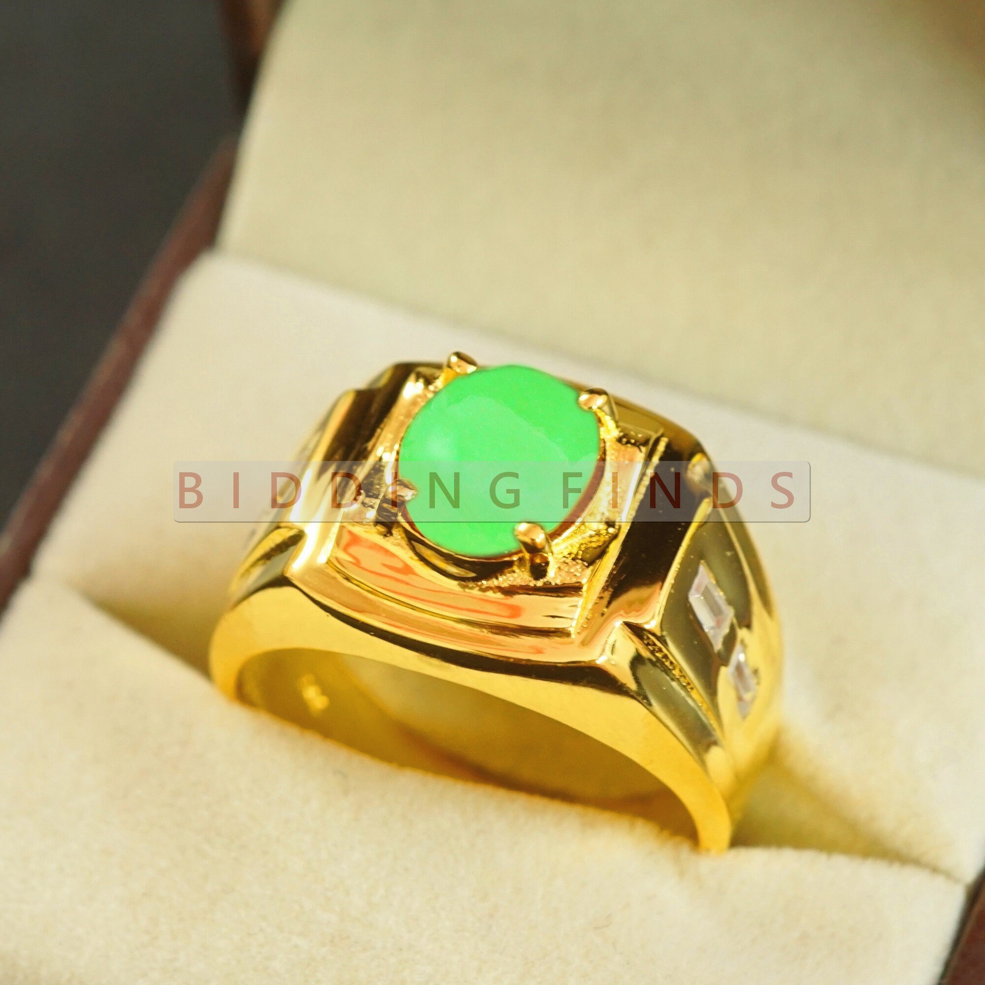 Real Green Jade Ring for Men Sterling Silver 925 Ring Etsy