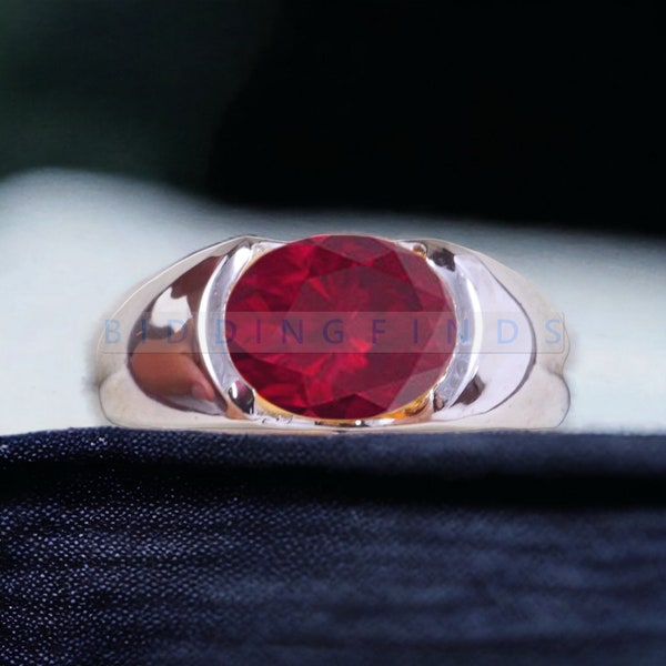 Ruby Ring For Men, Handmade Luxury Ring, Red Ruby Ring, Engagement Ring, Stacking Ring, Custom Engraved Ring, Christmas Ring, Gift For Men's