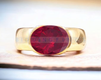 Ruby Men Ring, 925 Sterling Silver Ruby Ring, Personalized Anniversary Gift For Him, Wedding Band, Promise Ring, Christmas Ring Gift For Men