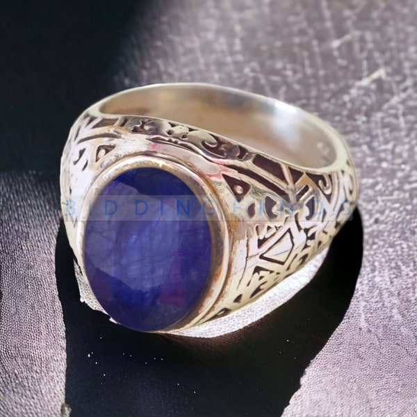 Ring 24K Gold Plated Ring Antique Ring Natural sapphire Ring Gents Jewelry Statement Men Ring Vintage Ring Personalised Ring, Vintage Ring