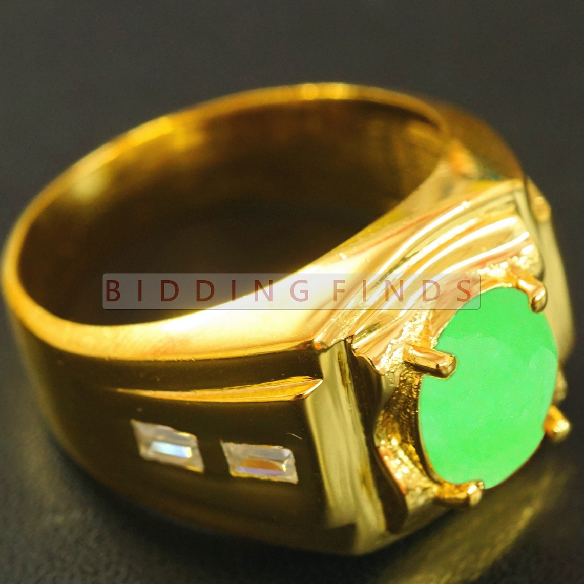 Real Green Jade Ring for Men Sterling Silver 925 Ring Etsy