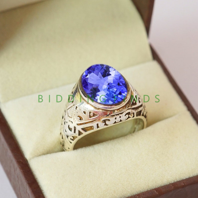 Tanzanite Men Ring Sterling Silver Ring Wedding Tanzanite - Etsy