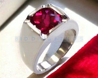 Natural Ruby Ring For Men In Solid 925 Sterling Silver, Men’s Ring Gift, Promise Ring, Wedding Band, Stylish Ring For Men