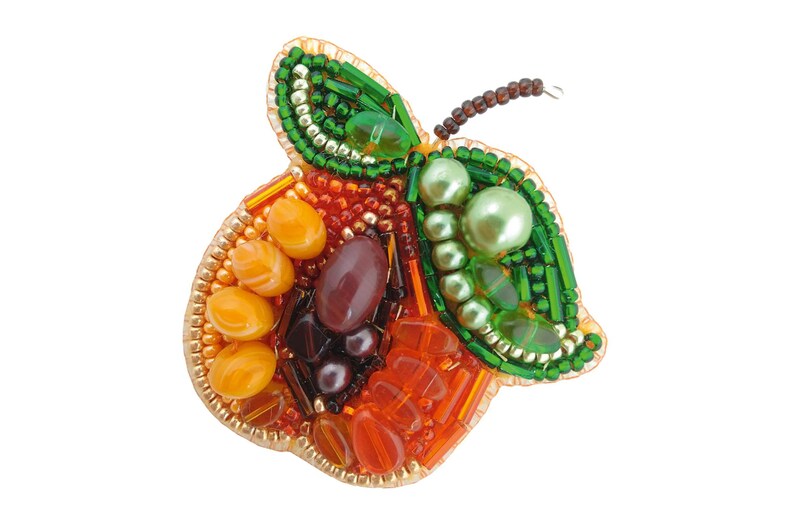 Apricot Brooch Beading Kit Orange Fruit Jewelry Making DIY Etsy