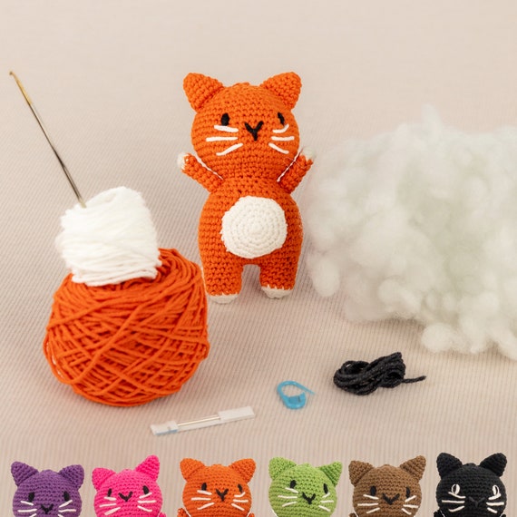 Cat Crochet Kit for Adults, Beginner Crochet Kit, Animal Amigurumi DIY Cat  Craft Kit 
