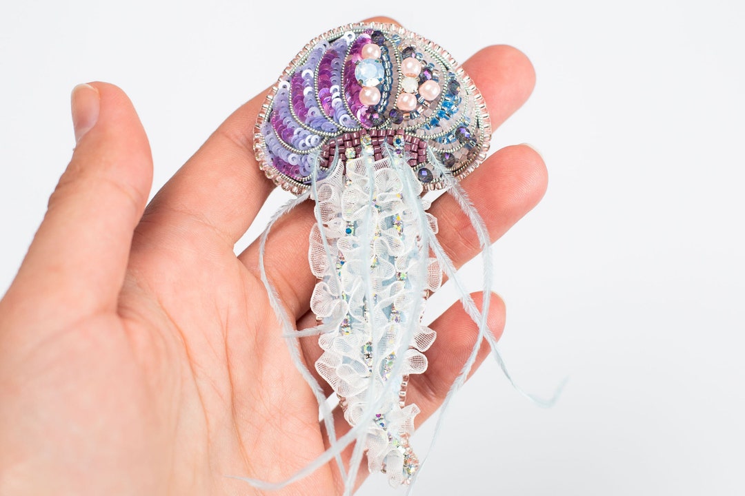 Jellyfish Bead Embroidery Kit. DIY Craft Kit Jellyfish. Jellyfish