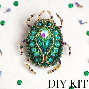Bug Bead embroidery kit. Seed Bead Brooch kit. DIY Craft kit. Insect Beading Kit. Needlework beading. Handmade Jewelry Making Kit
