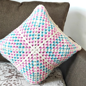 Granny square pillow cover, DIY crochet for beginners, cushion digital crochet design, PDF printable download pattern, handmade present