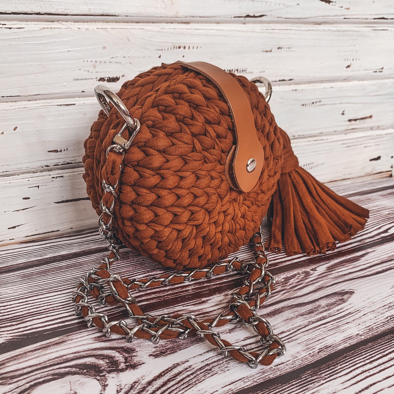 Digital Crochet Round Bag Pattern DIY Woman Bag With Tshirt Etsy