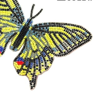 Swallowtail Butterfly (Papilio machaon) Applique Bead Embroidery Kit. DIY Insect Craft Kit. Handmade Jewelry Making Kit