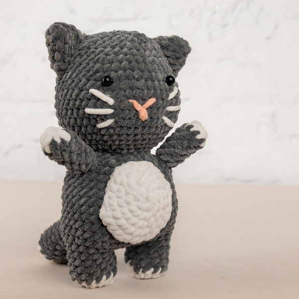 Plush Cat Crochet Kit for Adults, Beginner Crochet Kit, Animal Amigurumi DIY Cat Craft Kit