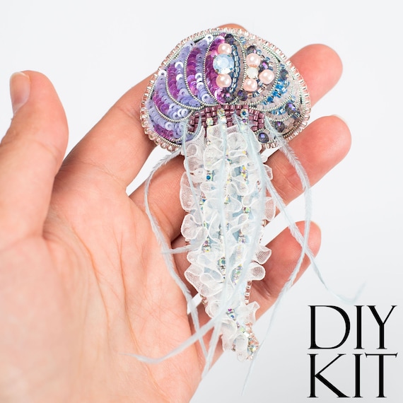 Jellyfish Bead Embroidery Kit. DIY Craft Kit Jellyfish. Jellyfish