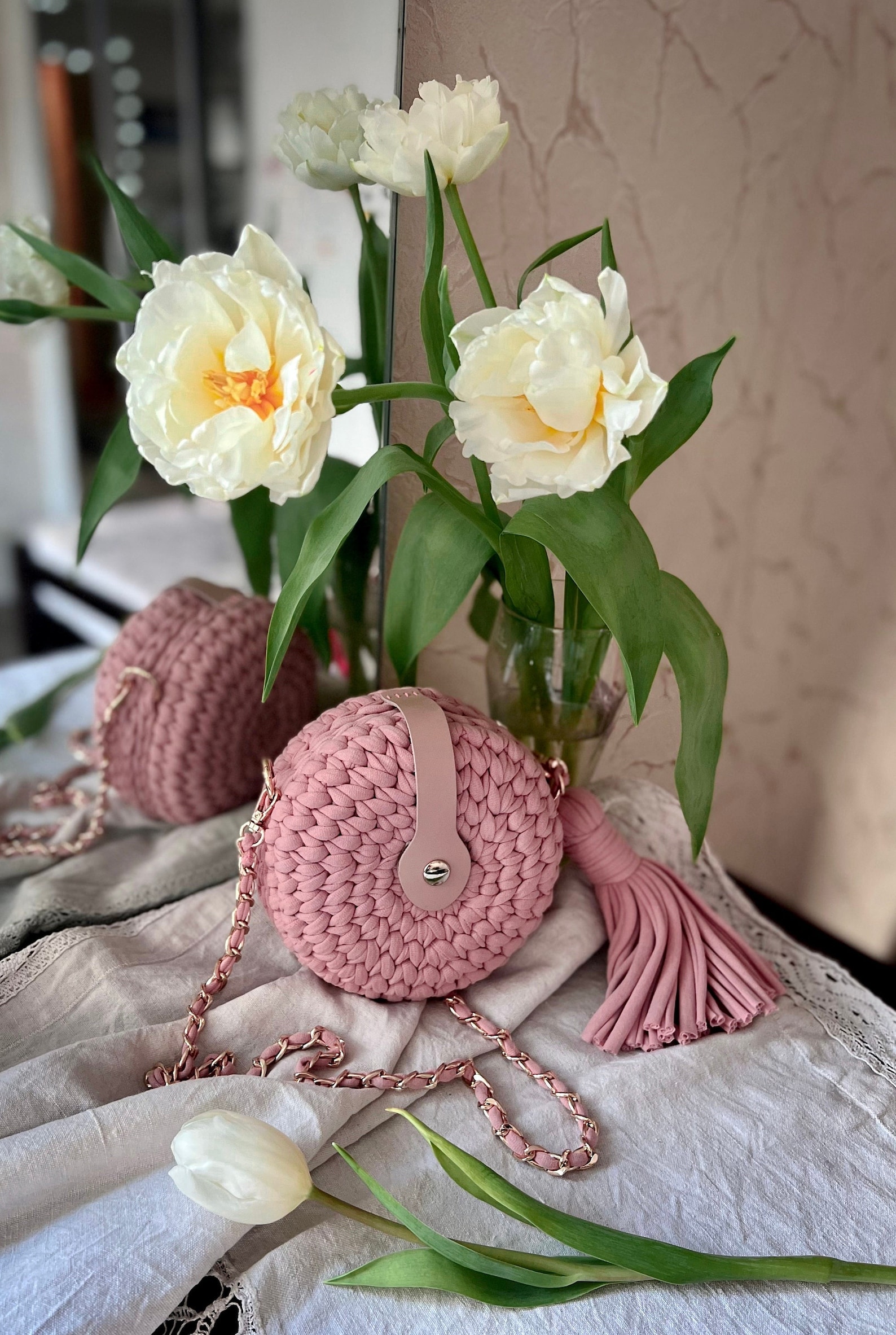 Digital Crochet Round Bag Pattern DIY Woman Bag With Tshirt Etsy