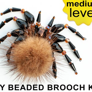 Tarantula Spider DIY Bead Embroidery Kit. Seed Bead Brooch kit. DIY Craft kit. Insect Beading Kit. Needlework beading