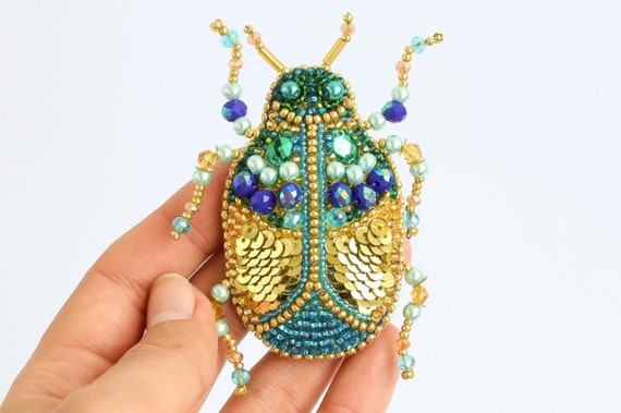 Bugs Bead Embroidery Kit. DIY Craft Kit Beadwork on Canvas. DIY Home Decor  