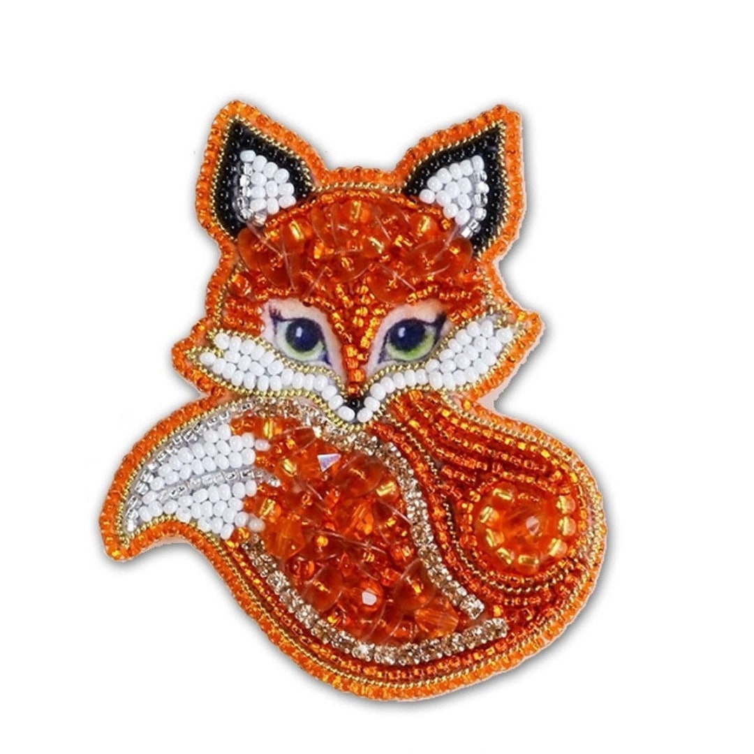 Fox Bead Embroidery Kit. Seed Bead Brooch Kit. DIY Craft Kit. Etsy