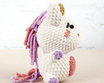 Plush Unicorn Crochet Kit for Adults, Beginner Crochet Kit, Animal Amigurumi DIY Craft Kit