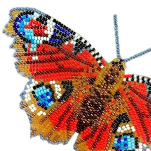 Peacock Butterfly (Aglais io) and Precis lavinia Applique Bead Embroidery Kit. DIY Insect Craft Kit. Handmade Jewelry Making Kit