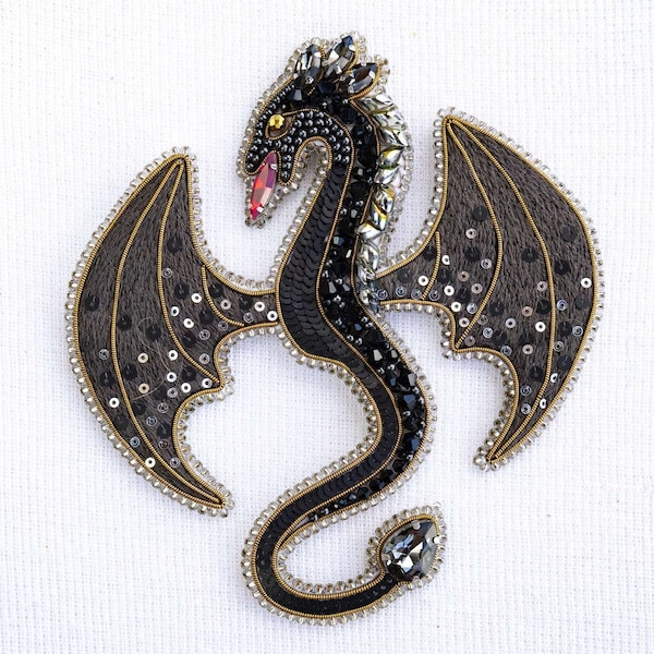 Dragon Bead embroidery kit. Seed Bead Brooch kit. DIY Craft kit. Fantasy Beading kit. Needlework beading. Handmade Jewelry Making Kit