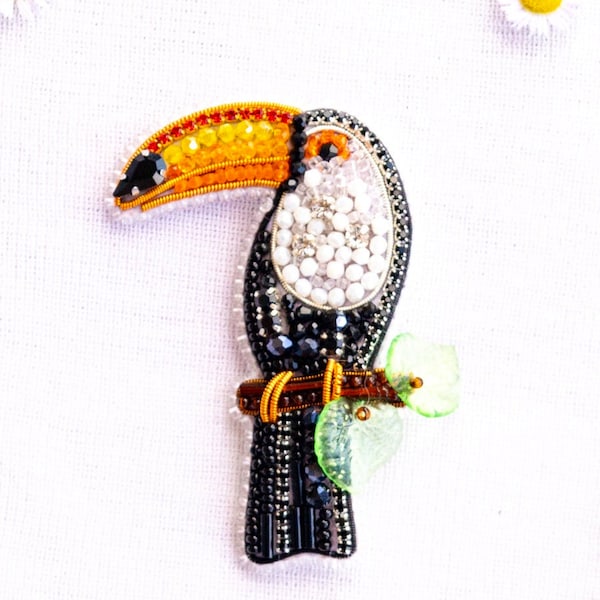 Kit de broderie de perles de toucan. Kit de broches en perles de rocaille. Kit de bricolage. Kit de perles pour oiseaux. Broderie perlée. Kit de fabrication de bijoux faits main