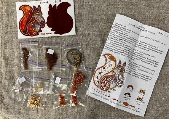 Dragonfly Bead embroidery kit. Seed Bead Brooch kit. DIY Craft kit