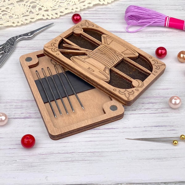 Wooden needle holder, magnetic needle minder, sewing accessories, rectangular needle case, needlework tool FLZB(N)-028