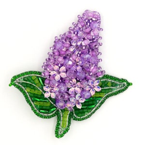 Lilac Bead embroidery kit. Seed Bead Brooch kit. DIY Craft kit. Flower Beading Kit. Needlework beading. Handmade Jewelry Making Kit