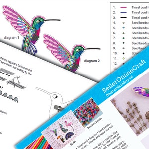 Hummingbird Bead embroidery kit. Seed Bead Brooch kit. DIY Craft kit. Bird beading kit. Needlework beading. Handmade Jewelry Making Kit image 4