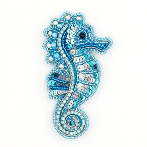 Seahorse Bead embroidery kit. Seed Bead Brooch kit. DIY Craft kit. Beading Kit. Needlework beading. Handmade Jewelry Making Kit