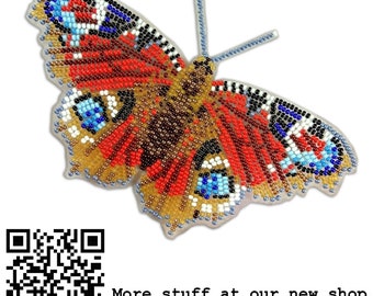 Peacock Butterfly (Aglais io) Butterfly Magnet Bead Embroidery Kit. DIY Craft Kit. Insect Beading Kit. Handmade Decor Making Kit