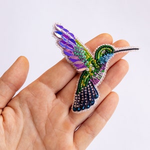 Hummingbird Bead embroidery kit. Seed Bead Brooch kit. DIY Craft kit. Bird beading kit. Needlework beading. Handmade Jewelry Making Kit image 7
