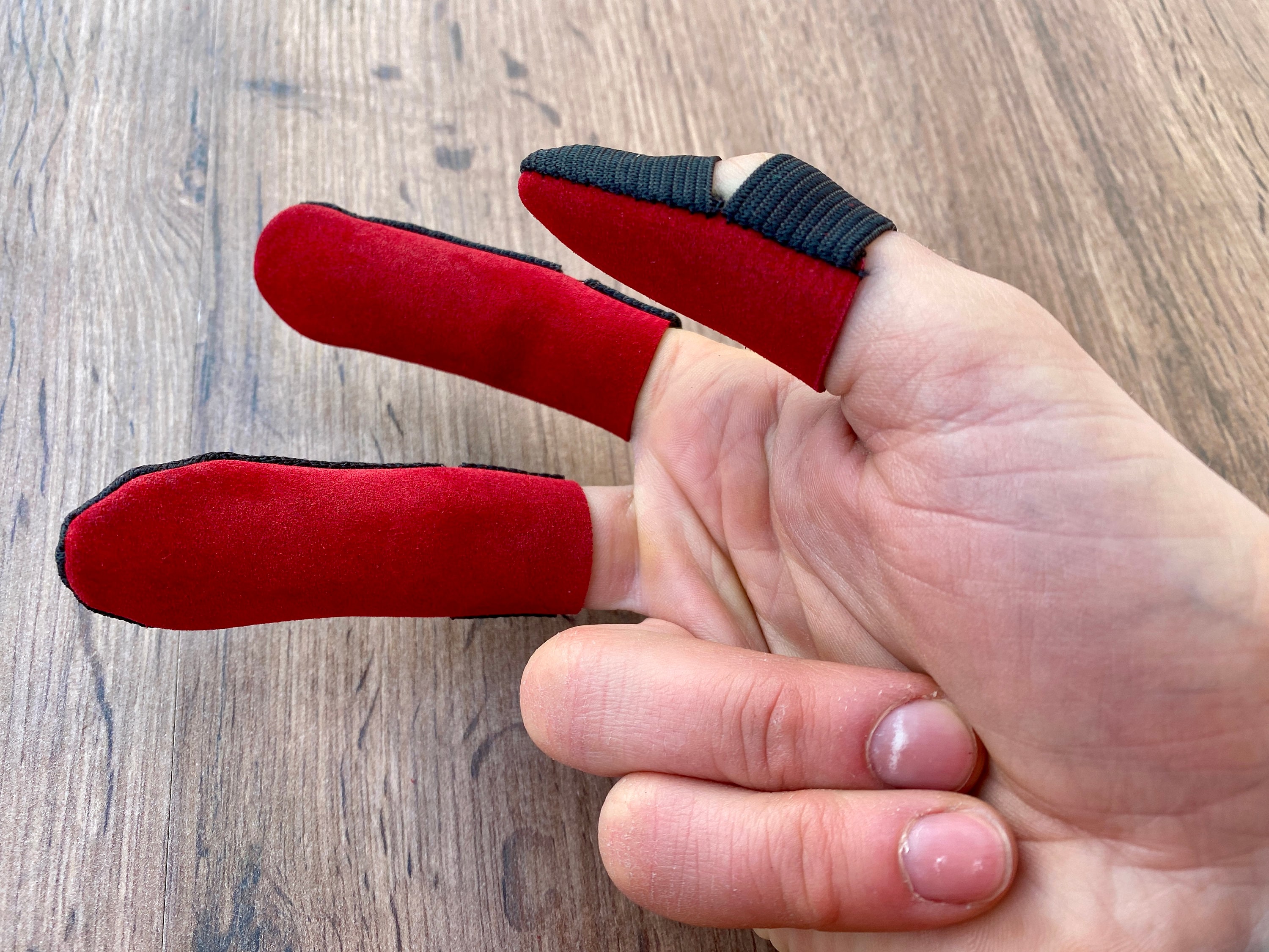 Red Finger Guards Men's Leather Thimble Wood Carving Etsy Australia