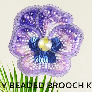 Purple Pansy Bead embroidery kit. Seed Bead Brooch kit. DIY Craft kit. Flower Beading Kit. Needlework beading. Handmade Jewelry Making Kit