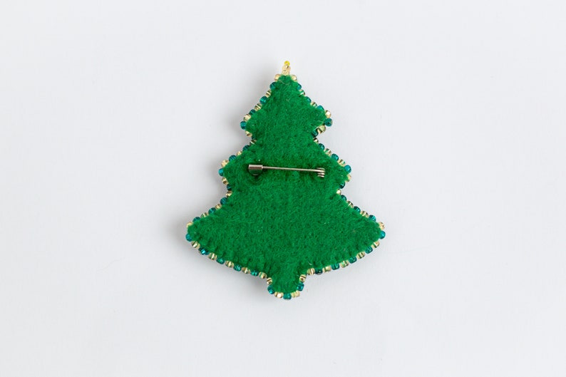 Christmas Tree Bead embroidery kit. Seed Bead Brooch kit. DIY Craft kit. Beading kit. Needlework beading. Handmade Jewelry Making Kit image 4