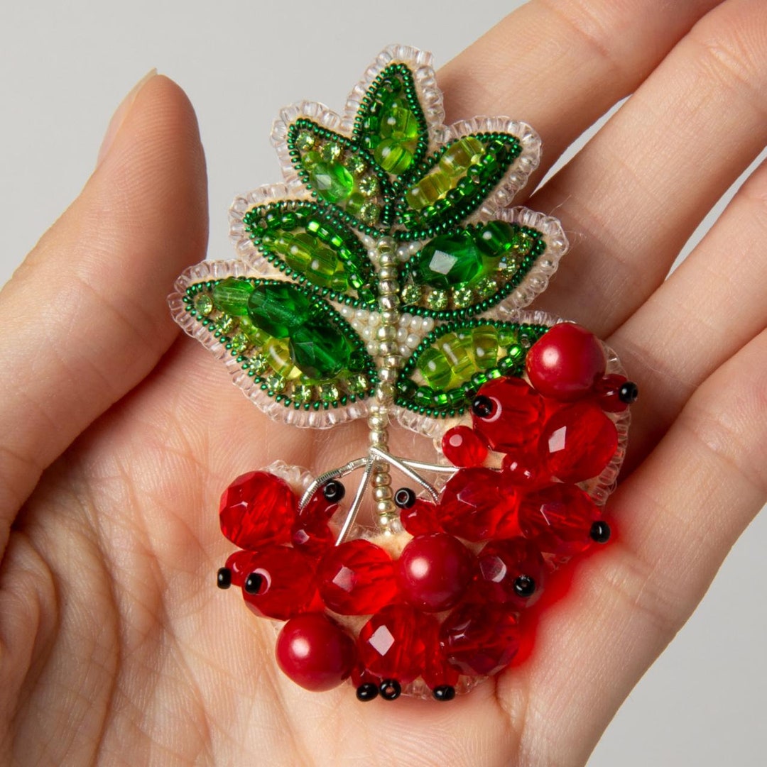 Rowan Bead Embroidery Kit. Seed Bead Brooch Kit. DIY Craft Kit. Beading