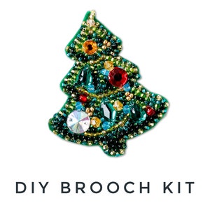 Christmas Tree Bead embroidery kit. Seed Bead Brooch kit. DIY Craft kit. Beading kit. Needlework beading. Handmade Jewelry Making Kit image 3