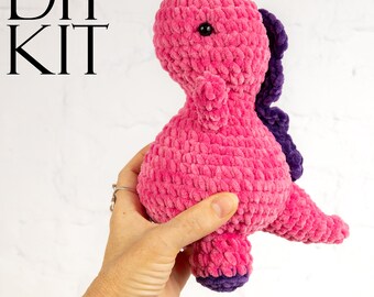 Plush Dinosaur Crochet Kit for Adults, Beginner Crochet Kit, Animal Amigurumi DIY Craft Kit