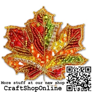 Leaf Bead embroidery kit. Seed Bead Brooch kit. DIY Craft kit. Beading Kit. Needlework beading. Handmade Jewelry Making Kit