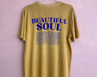 Rainbow is the teacher - Beautiful Soul - Organic Cotton Shirt - Mustard Yellow