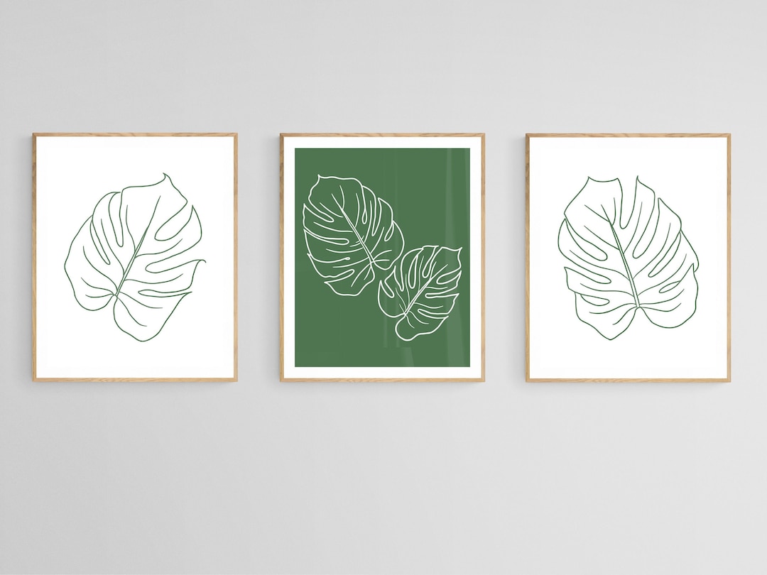 Monstera Palm Leaf Wall Art Prints Set of 3- Digital Download ...