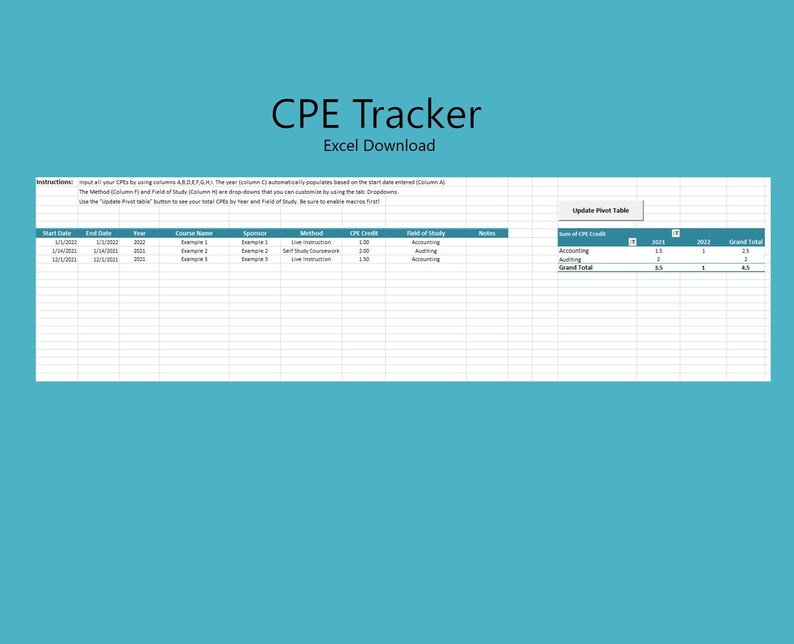 Cpe Invoice CPE Tracker - Digital Download - Etsy