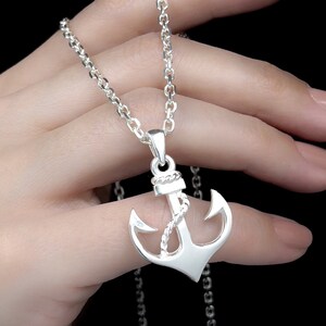 Anchor Silver Necklace / 925K Sterling Silver Sailor Necklace / Solid Anchor Pendant / Sailor Boyfriend Pendant / Gift for Sailor Man,