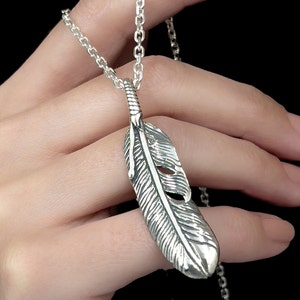925 sterling silver Feather Necklace, Feather Necklace Statement  gift Pendant. layer necklace boho necklace, feather charm Birthday gift