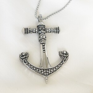 Steel Anchor Rope Necklace, Anchor Necklace Men, Sailor Necklace, Sea Necklace, Vintage Necklace, Gift for Him, Anchor Necklace For Men