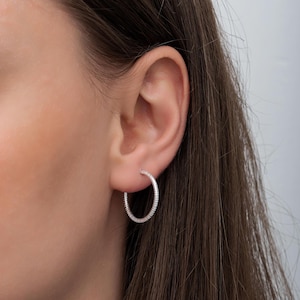 925 Sterling Silver Earrings, Rose Earrings, Gold Plated Earrings, Hoop Earrings, Handmade Jewelry, Mother&#39;s Day Gift, Valentine&#39;s Day Gift