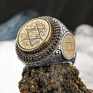 Men Seal Of Solomon Silver Ring , Handmade Mens Solomon's Seal Silver Ring, Mens Silver Ring,925 Sterling Silver Men's Jewelry ,Gift For Him