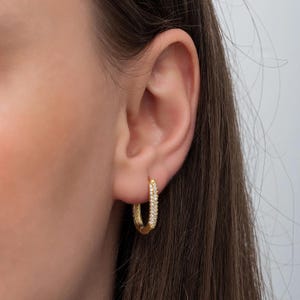 925 Sterling Silver Hoop Earrings, Gold Plated Earrings, Zircon Stone Earrings, Silver Jewelry, Valentine's Day Gift, Mother's Day Gift